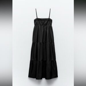 Zara tiered poplin midi dress